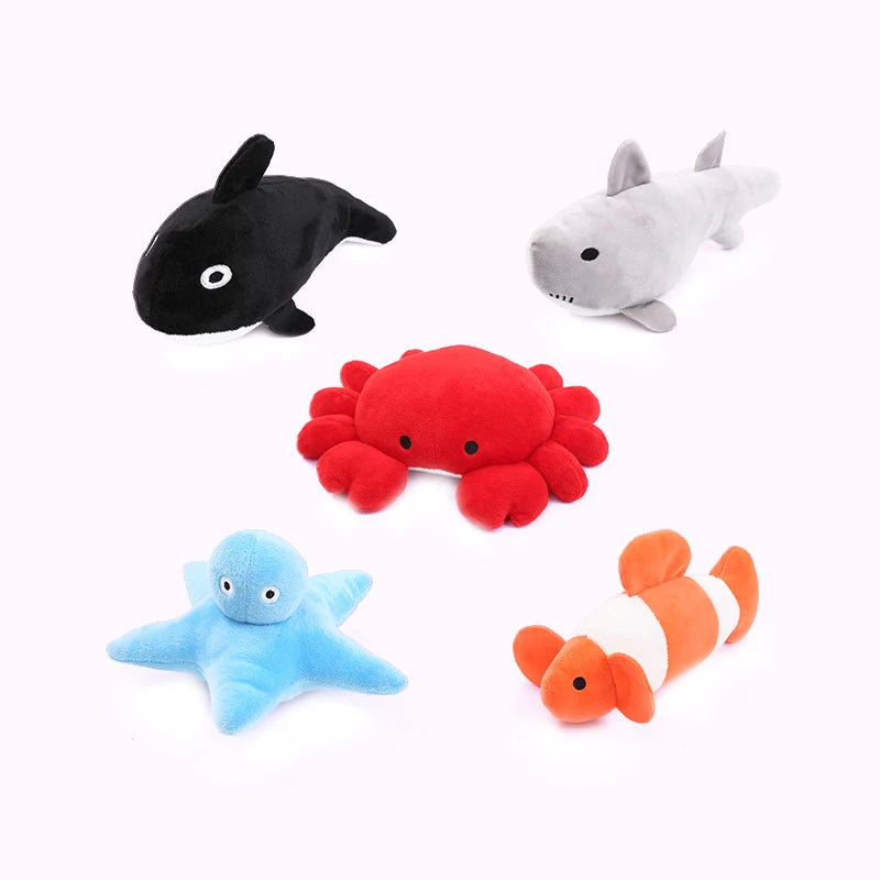 Ocean Catnip plush cat toy by I YAN, bite-resistant teething toy with soft, durable fabric for cats to play and chew.