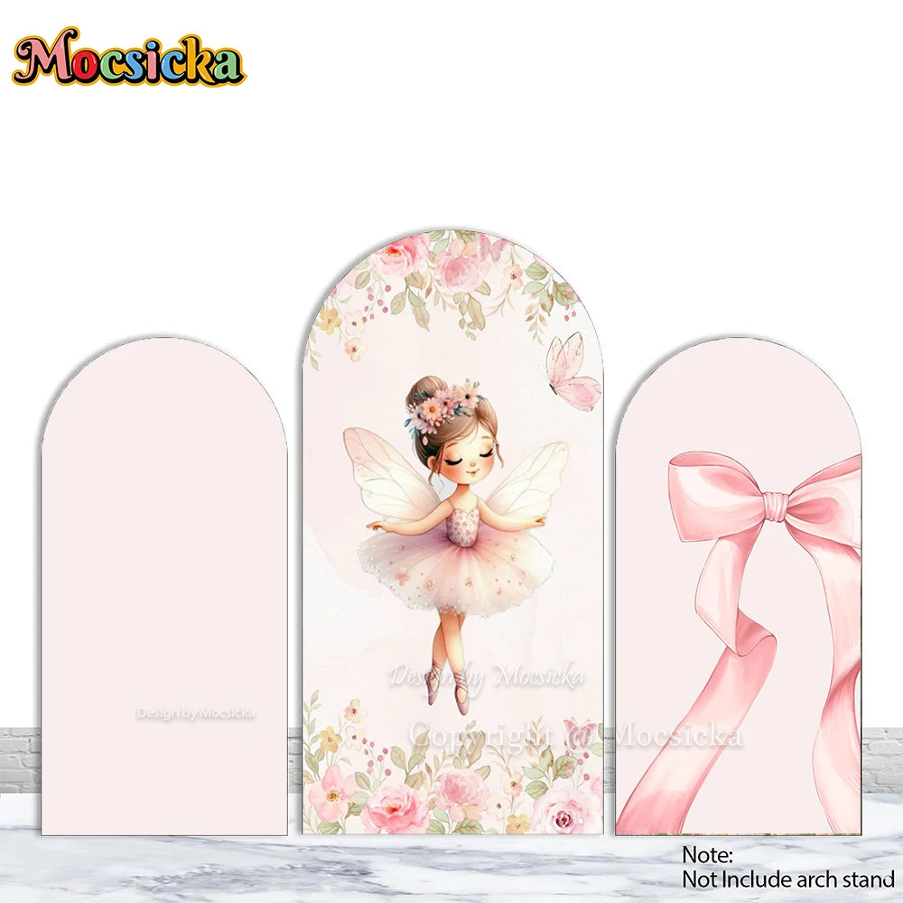 Mocsicka Custom Chiara Arch 2-sided Backdrop Flower Fairy Girl 1st Birthday Party Background Wildflower Baby Shower Photo Booth
