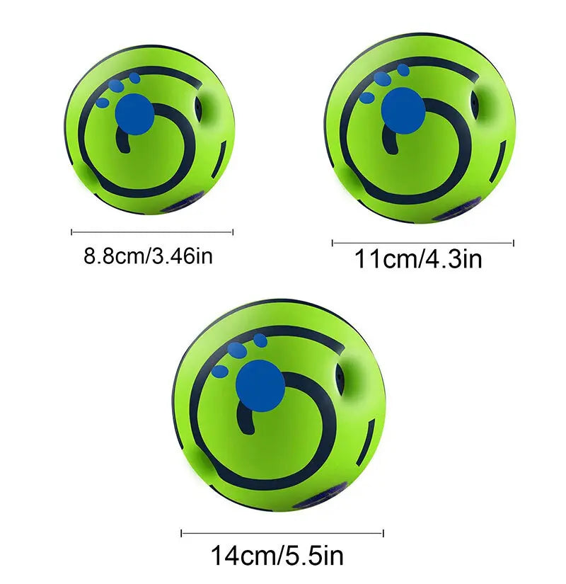 I YAN Wobble Wag Giggle Glow Ball, interactive dog toy with sound and light features, designed for playful pets.
