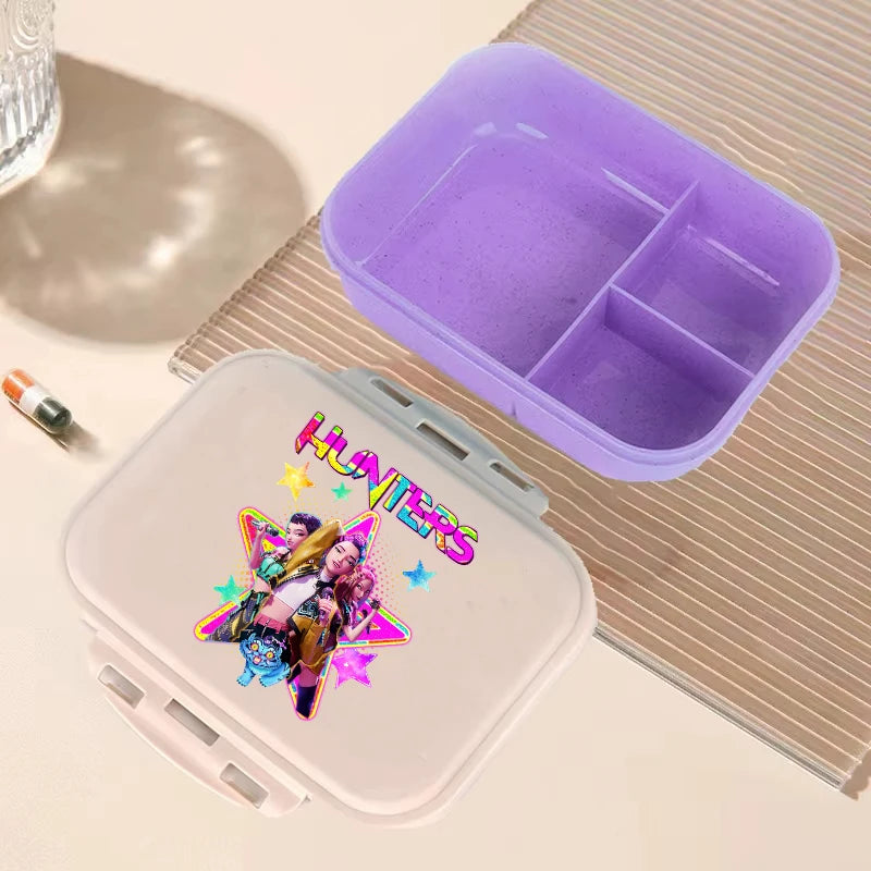 I YAN Demon Hunters anime lunch box with large capacity food storage container for kids, ideal for school and picnics.