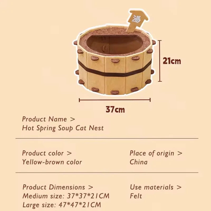 Soft felt pet nest cat bed by I YAN, semi-enclosed four-season cat house for sleeping and claw sharpening.