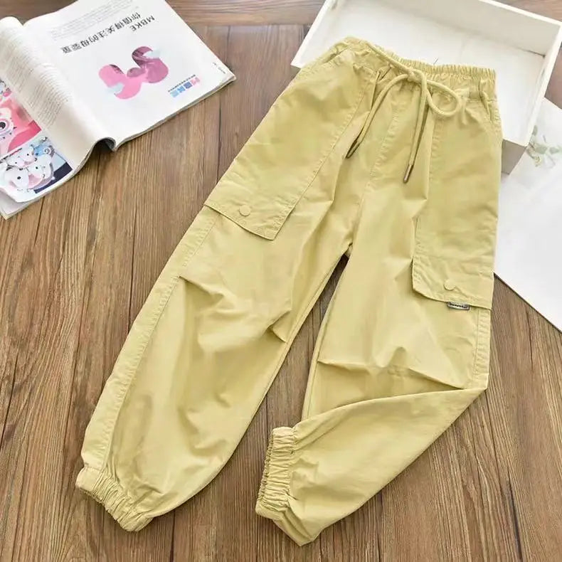 Autumn Clothes Fashionable Kids Cargo Joggers Elastic Ankle Pants Casual Trousers Light Breathable Summer Trendy Outfit