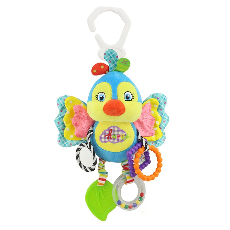 Soft giraffe and zebra plush handbells with rattles and teether, baby development toy by I YAN for newborns and infants