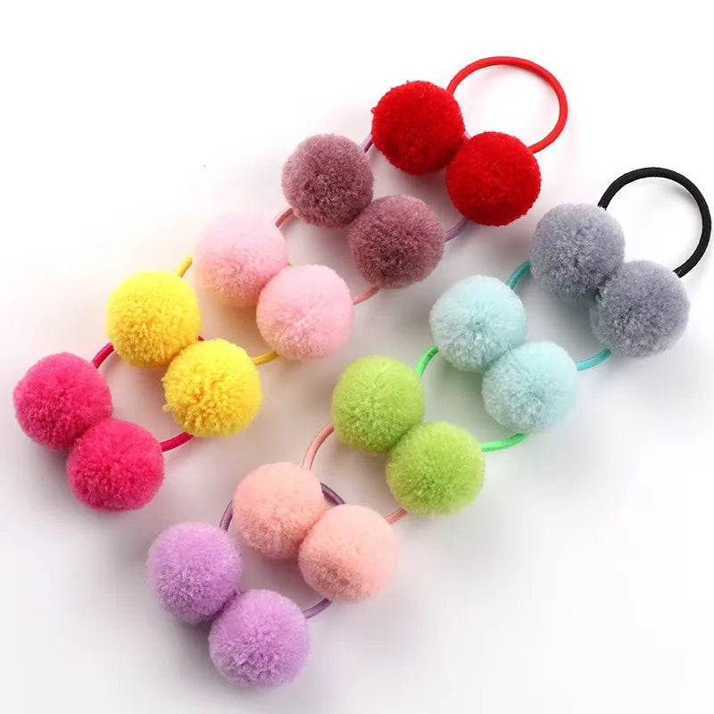 5/10pcs New Dog Double Plush Elastic Solid Hair Ball Pets Grooming Bows for Small Dogs Cat Bows Dog Hair Accessories Wholesale