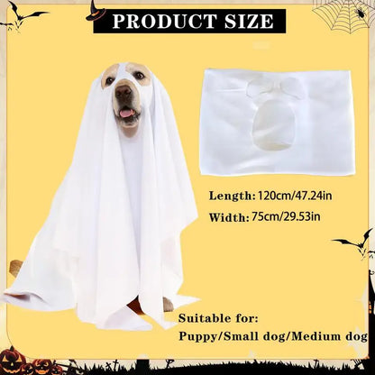 Halloween Ghost Dog Costume – Spooky Pet Cloak for Dogs