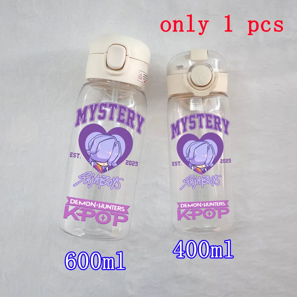 400ML-600ML Animated Movie K-Pop: Demon Hunters HUNTR/X Plastic Large Capacity Water Cup Bottle Gourde Drinking Bottle Gifts