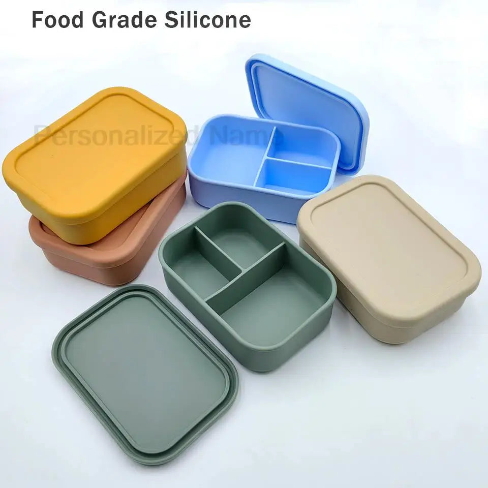 Silicone Bento Lunch Box 3 Compartments – Leakproof BPA Free Kids Food Container - I YAN