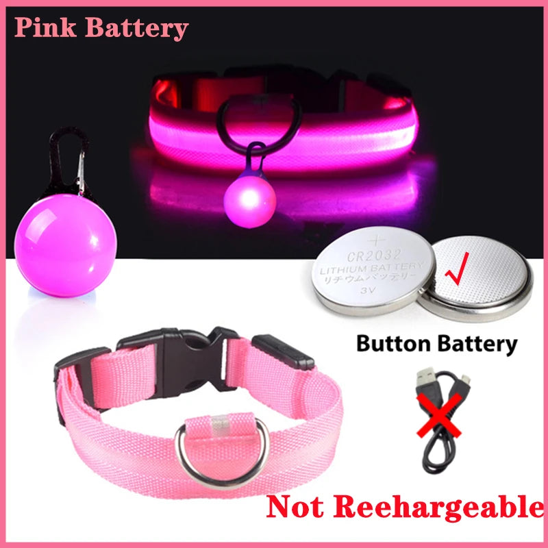 I YAN USB rechargeable LED glowing dog collar with adjustable strap, safety light for small dogs and cats in nighttime conditions