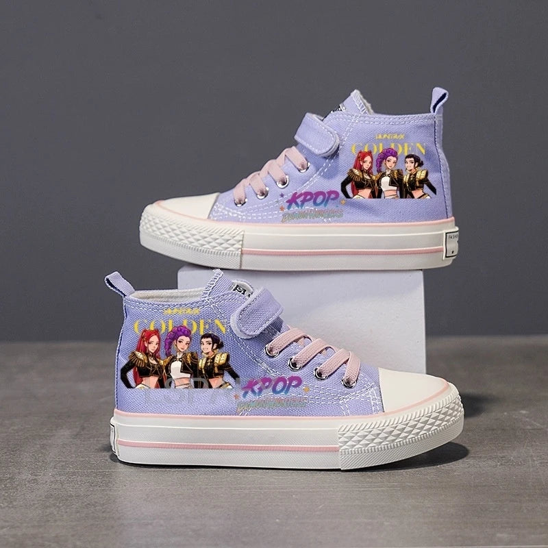 Children Casual Sneakers Girls' High-Top Canvas Shoes KPop New Student Running Kids basket Shoes Rumi Tennis Shoes