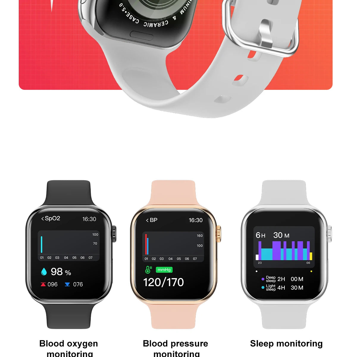 HD 1.85 inch AMOLED SmartWatch 2025 New Waterproof Bluetooth Call Health monitoring Video Woman Men smart watchs For Android IOS