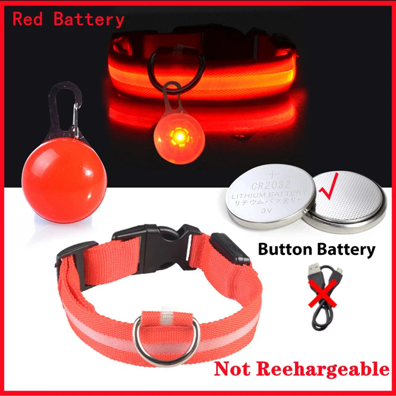 USB rechargeable LED glowing dog collar by I YAN with safety light for small dogs and cats, visible in the image.