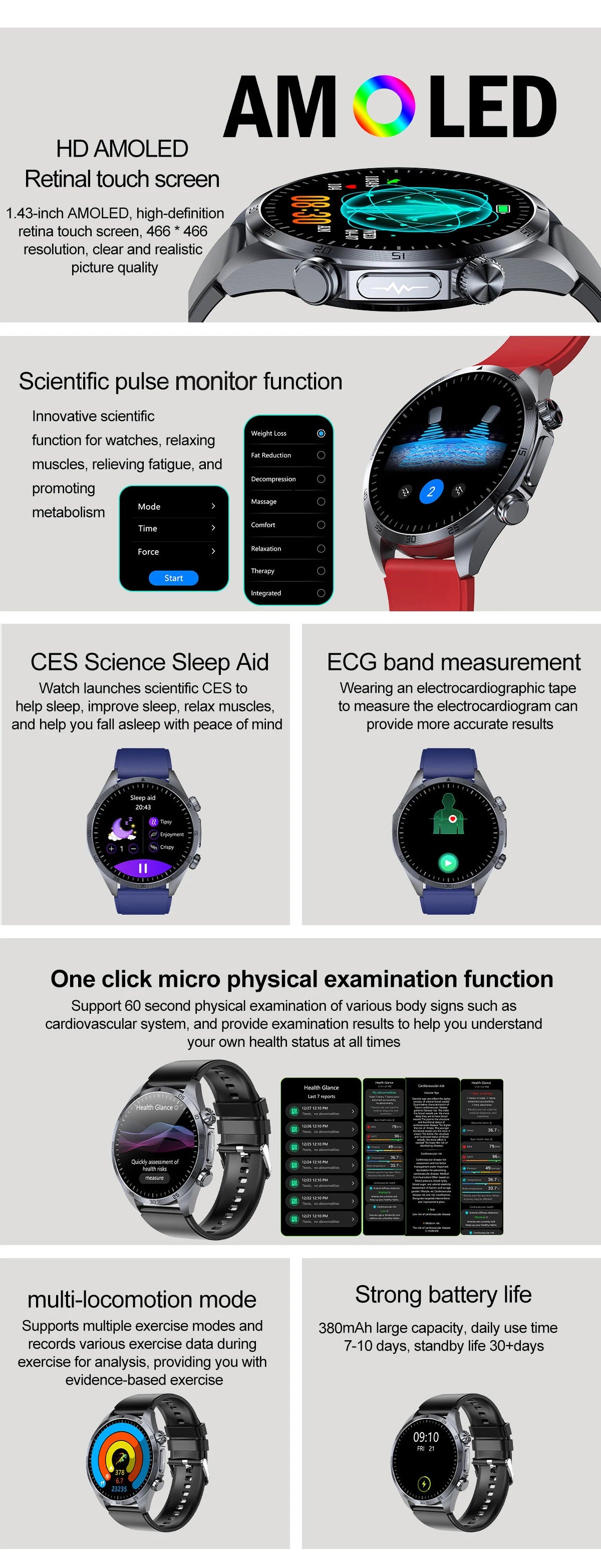2026 New Pulse﻿ ECG+PPG Treatment Smart Watch Men Blood Lipid Uric Acid BP Body Fat Tired monitor Sports Health Call Smartwatch