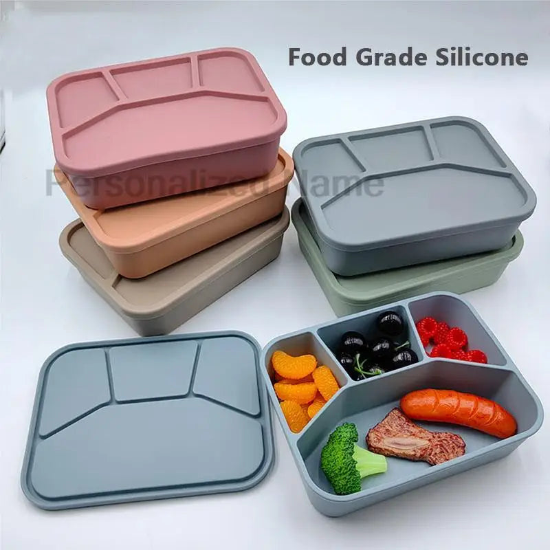 Silicone Bento Lunch Box | 4-Compartment Leakproof Food Container for Kids & Adults - I YAN