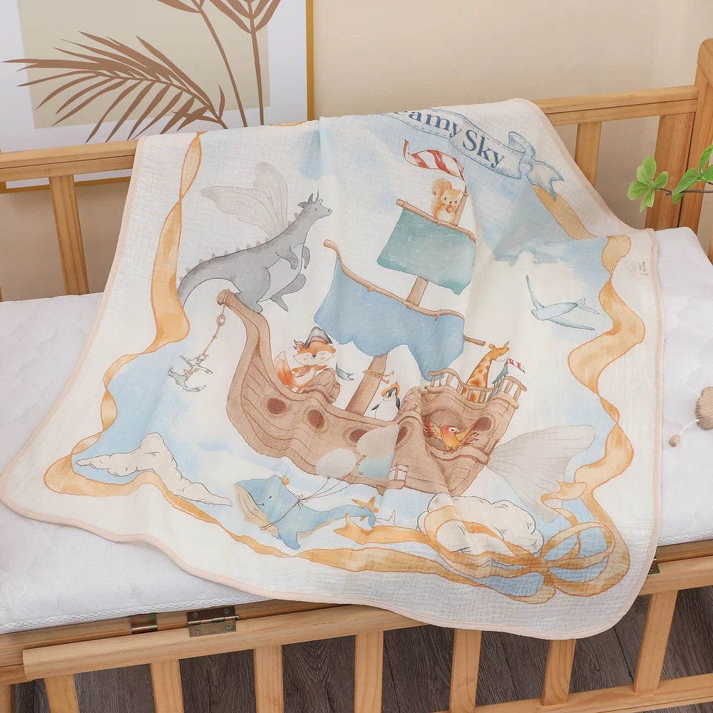 Newborn Baby Bath Towel Class A Pure Cotton Gauze – Soft Absorbent Children's Blanket for All Seasons - I YAN