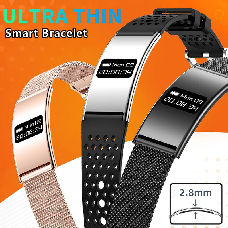 LIGE New 2.8mm Ultra Thin Long Battery Life Smart Electronic Watch Waterproof Sport Bracelet Health Monitor Men Women Smartwatch