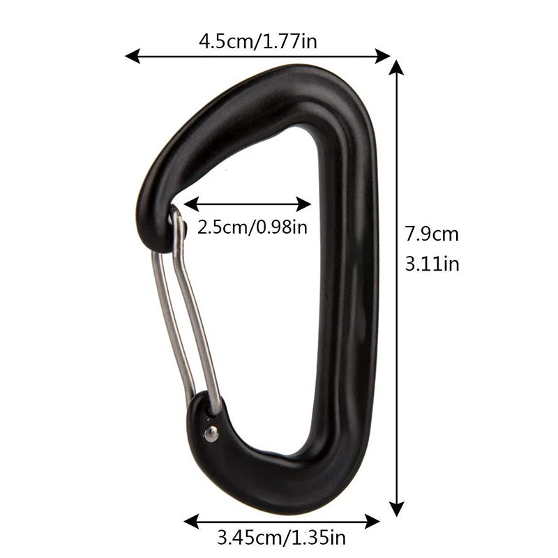 12KN Small Climbing Carabiner D-Shape Mountaineering Buckle Hook Safety Lock Outdoor Camping Hiking Key Chain