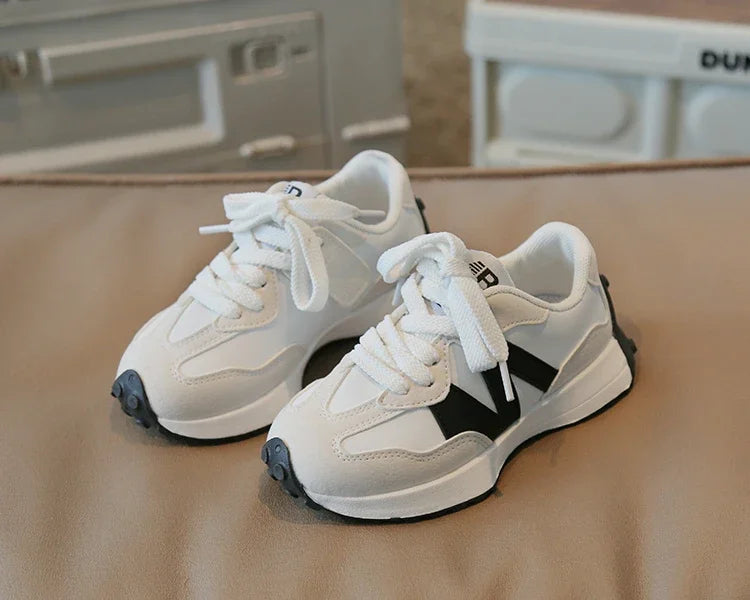 Children's Spring New Leather Upper Sneakers Kids Non-Slip Casual Shoes Boys Girls Soft Sole Students Tennis Toddler Sport Shoes