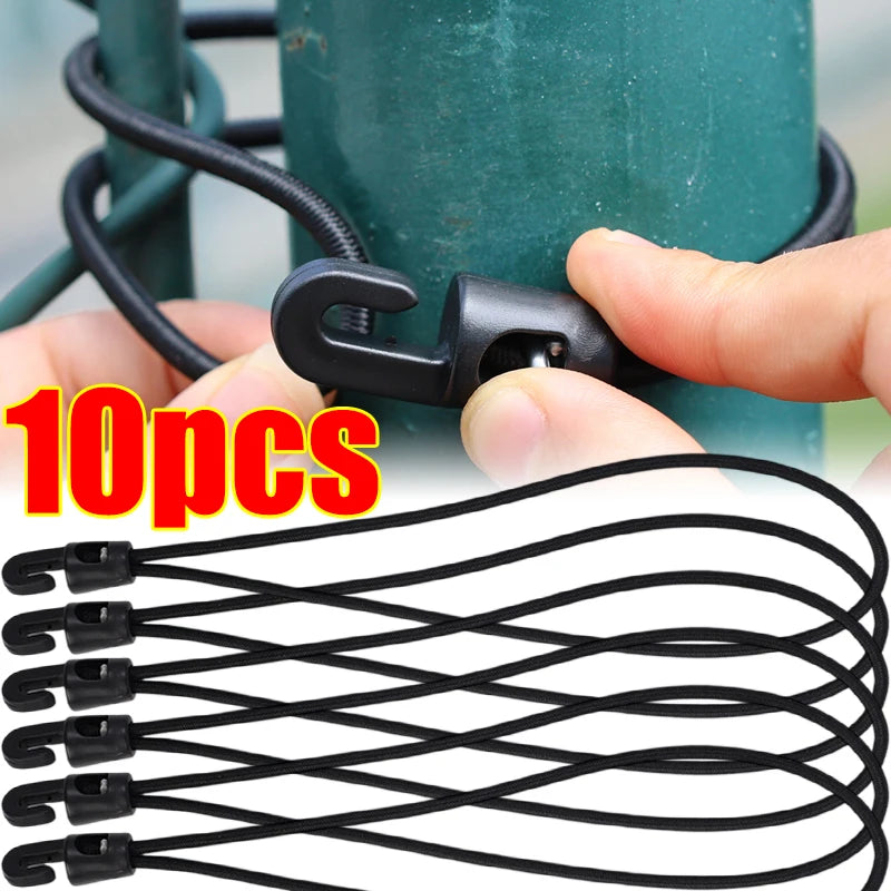 10/1Pcs Bungee Cord with Hooks 10/15/25cm High Elasticity Expander with Hooks Rubber Tensioner with Hooks for Camping Tarpaulin