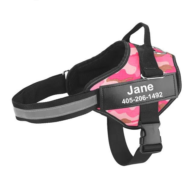 Adjustable I YAN reflective dog harness with breathable no-pull vest for small and large dogs, shown on a medium-sized dog.