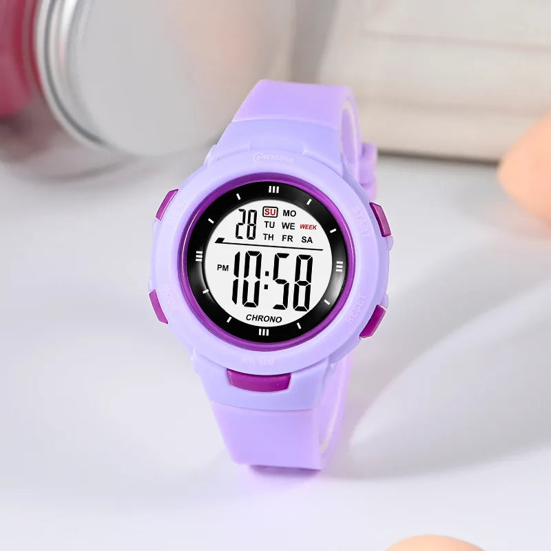 I YAN UTHAI CE49 kids watch with luminous display, waterproof design, alarm, and electronic features for boys and girls.