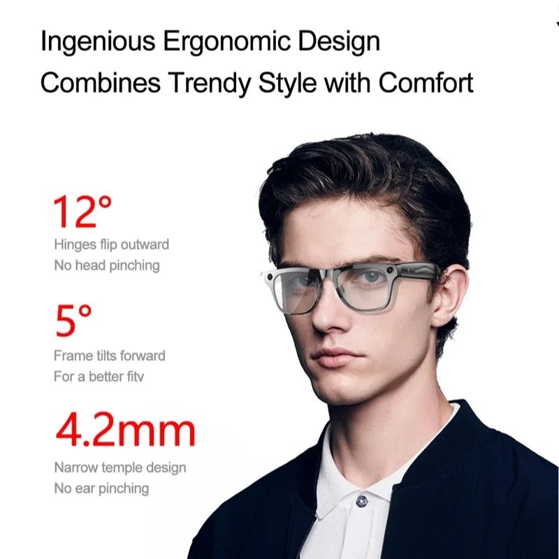 Lenovo 8K 4K AI HD Shooting Smart Glasses Multifunctional Camera Bluetooth Call Music VoicePlayer Translate Photochromic Glasses