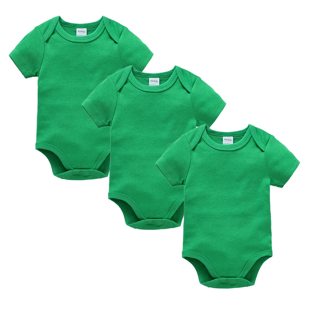 Kavkas 3PCS 5PCS Baby Boys Girls Clothes Solid White Short Sleeve Cotton Baby Bodysuits body bebe 0-24 months Newborn Jumpsuit