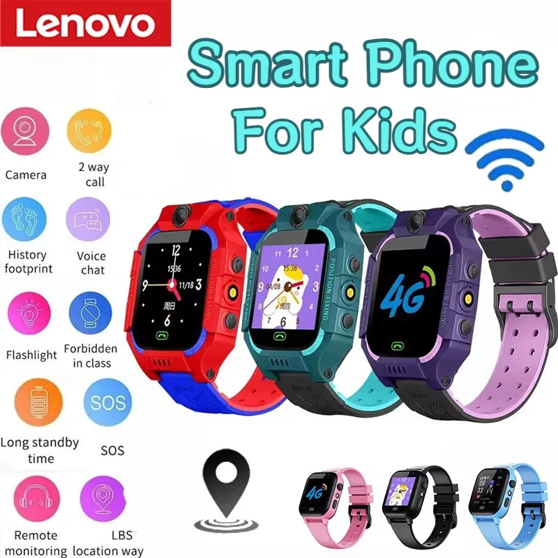 Lenovo Kids Smart Watch Waterproof SOS SIM Card Call GPS – Camera Smartwatch for Boys & Girls iOS Android 2026 - I YAN