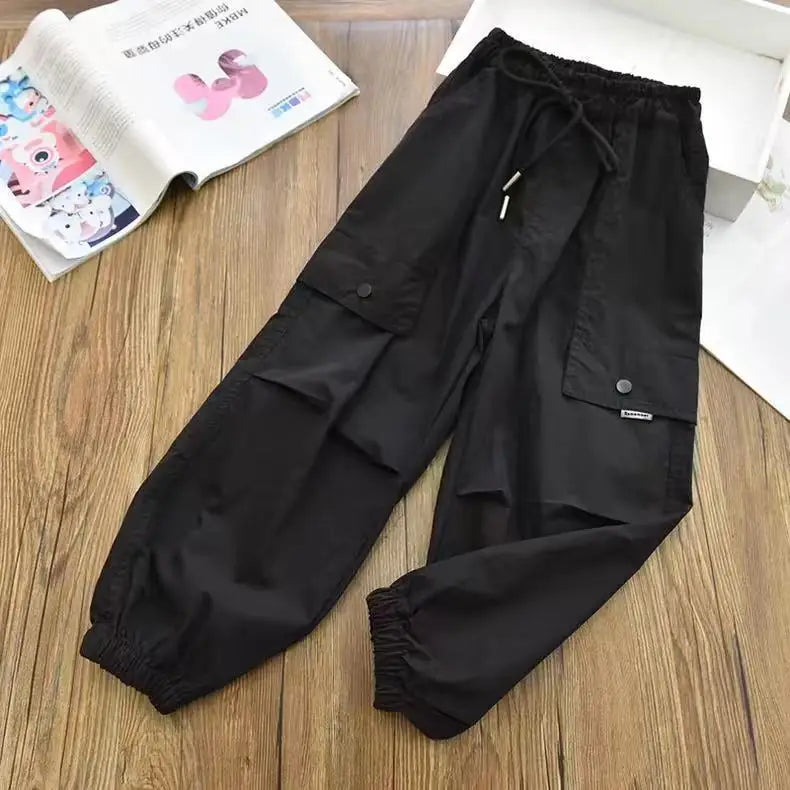 Autumn Clothes Fashionable Kids Cargo Joggers Elastic Ankle Pants Casual Trousers Light Breathable Summer Trendy Outfit