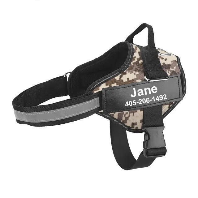 Adjustable reflective dog harness by I YAN, breathable no-pull vest for small and large dogs, shown in black with reflective strips.