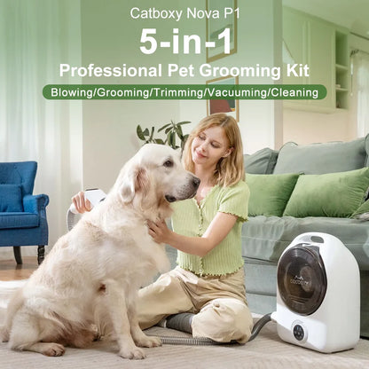 I YAN 5-in-1 pet grooming kit with vacuum, low noise for dogs and cats, 2.5L capacity, grooming tools and accessories.