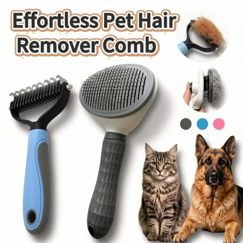 Self-cleaning pet grooming brush by I YAN for dogs and cats, with hair remover and dematting features for shedding and grooming.