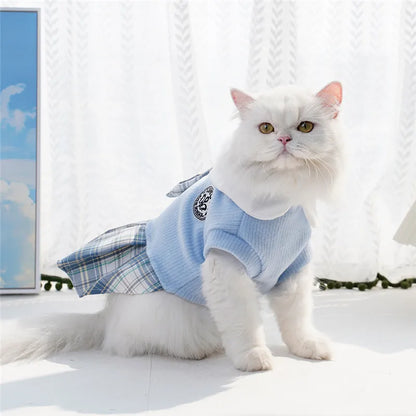 College Style Plaid Dog Dress – Cute Skirt for Small Dogs & Cats