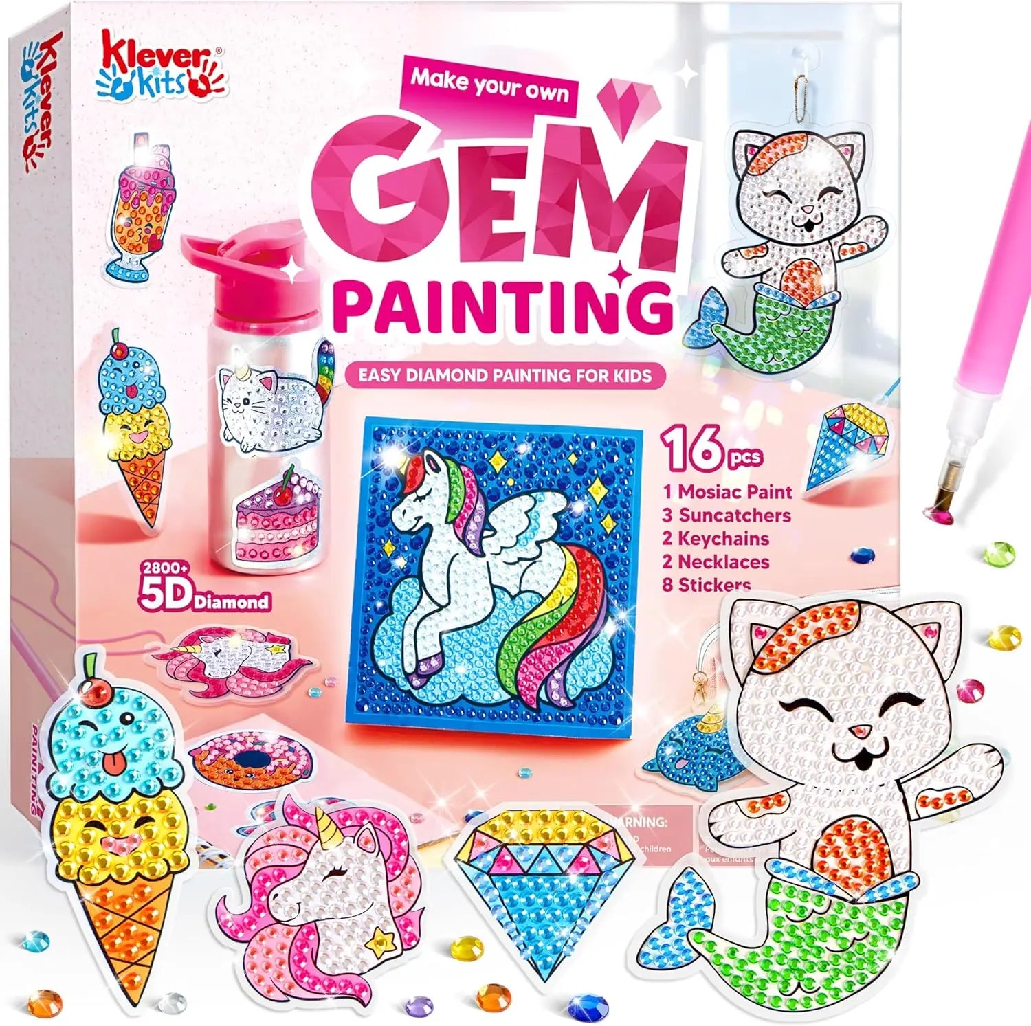 JOYFY 16 Projects Gem Painting Kit by I YAN for kids, includes 5D gem craft activities for girls ages 6-12.