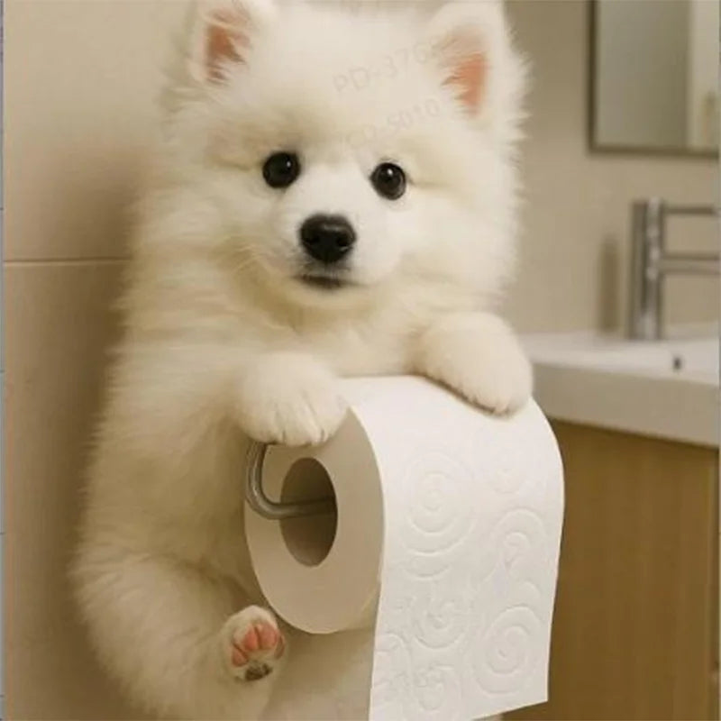 New Crafts Statues Home Decor Cute Dog Tissue Holder Toilet Paper Holder Resin Decorations Pendant