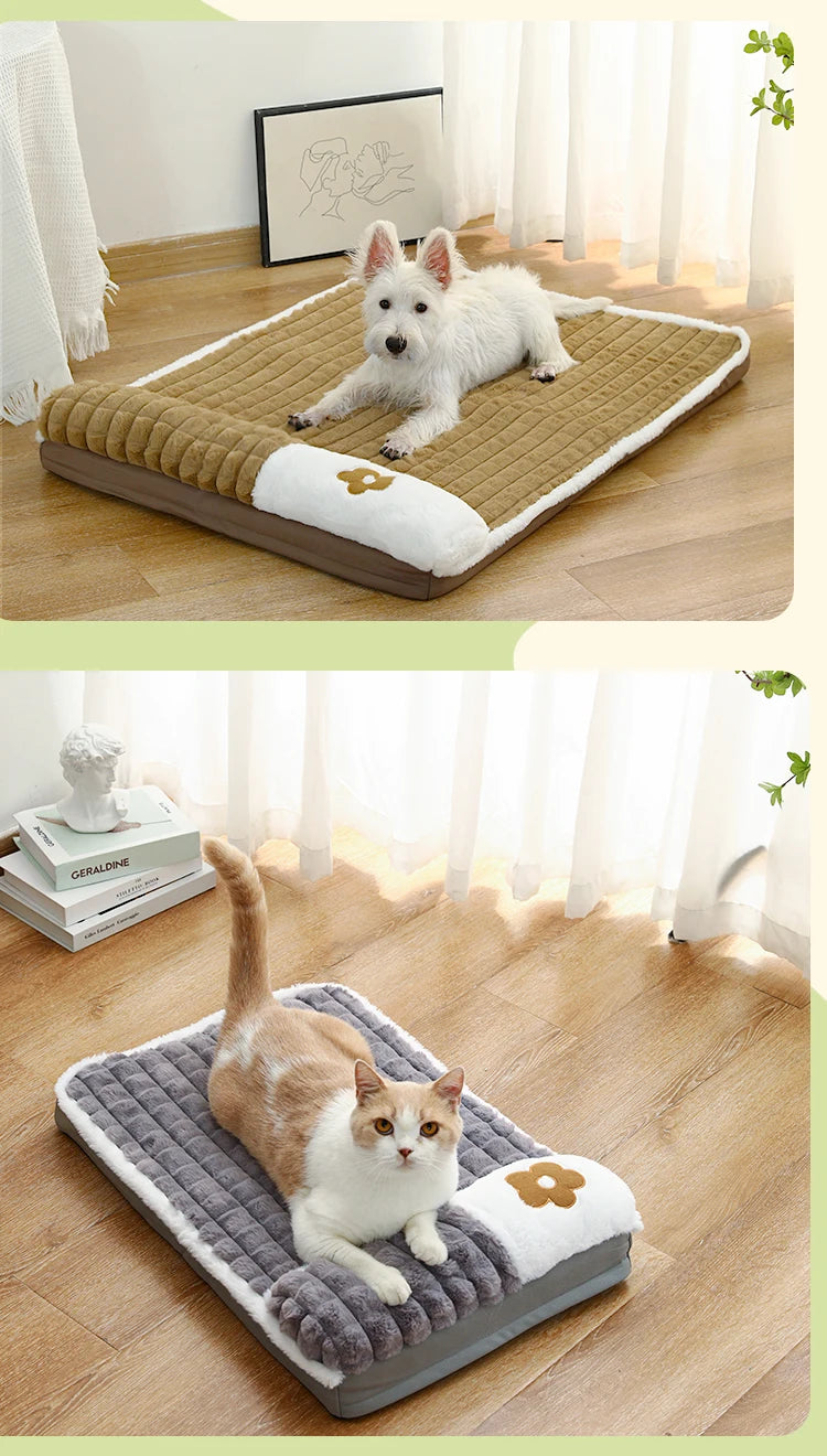 Thickened Dog Bed Removable Winter Super Warm Washable Dog Mat Deep Sleep Fluff Bed for Small Medium Large Dogs Cats Pillow