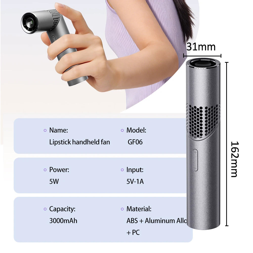 Foldable handheld small fan Outdoor mini high-speed with 199 levels portable USB charging foldable lipstick mini fan