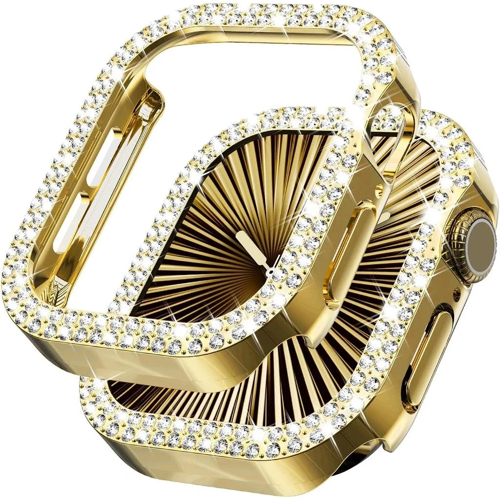 Bling Diamond Hollow Case for Apple Watch 46mm 42mm 40mm 41/44/45/49/41mm for iWatch Series 11 10 9 8 7 6 5 4 3 Protector Cover - I YAN