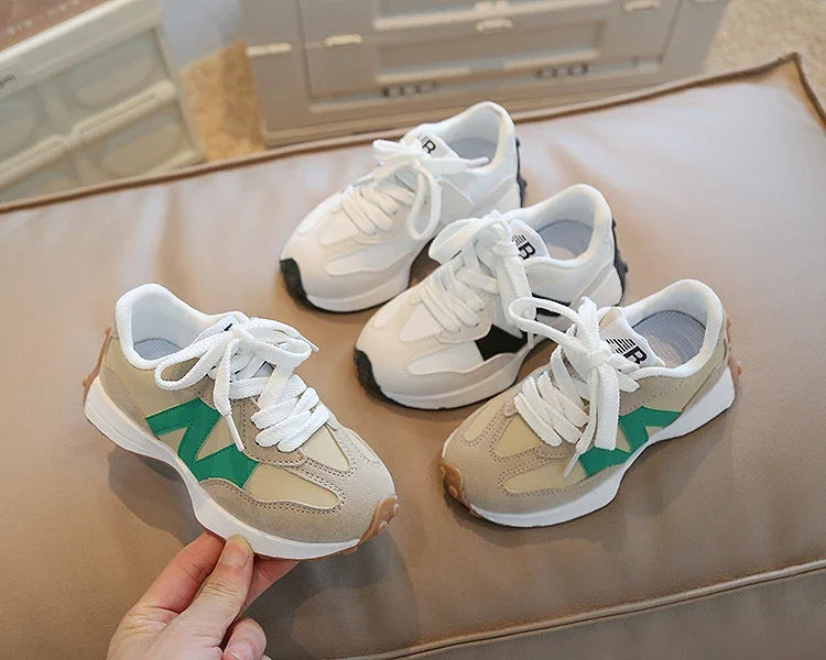 Children's Spring New Leather Upper Sneakers Kids Non-Slip Casual Shoes Boys Girls Soft Sole Students Tennis Toddler Sport Shoes