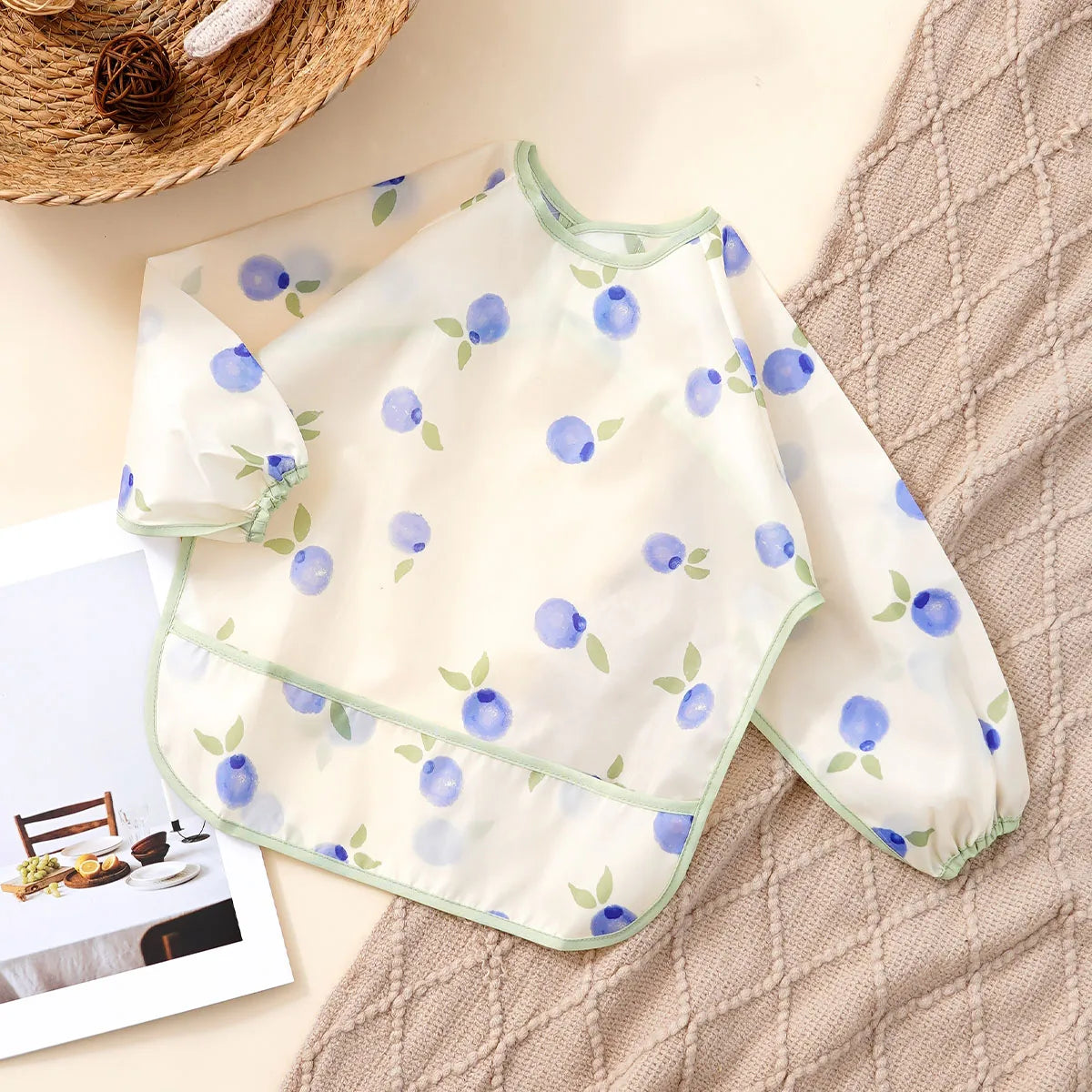 Elinfant 1PC Long Sleeve Bibs, Waterproof Feeding Bibs,Washable Burp Cloth,Coveralls Bibs,Easy To Clean,Wash-Free Eating Bibs