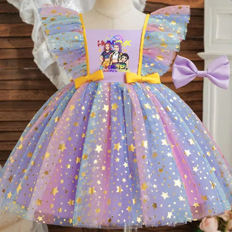 K-Pop Hunters Zoey Mira Rumi Baby Prinsess Dress Girls Birthday Party Dresses Kids Children Sleeveless Tulle Tutu Clothings 1-5Y