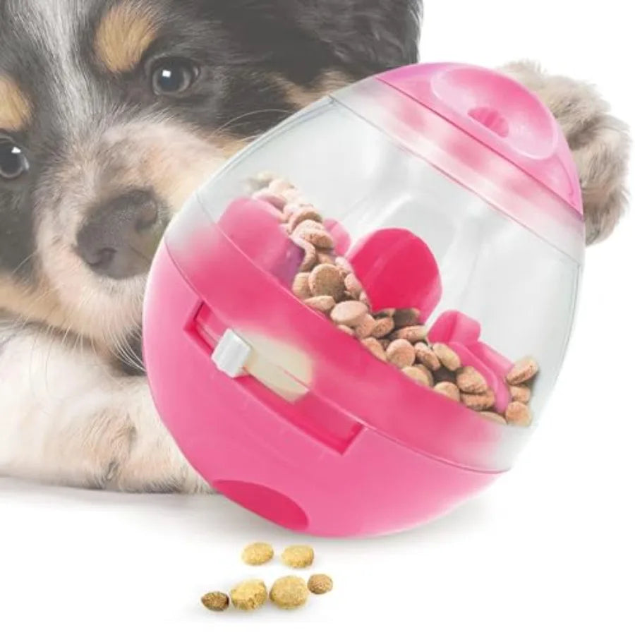 I YAN puppy and small dog treat ball, adjustable slow feeder and boredom buster for cats and dogs, encourages playful eating.
