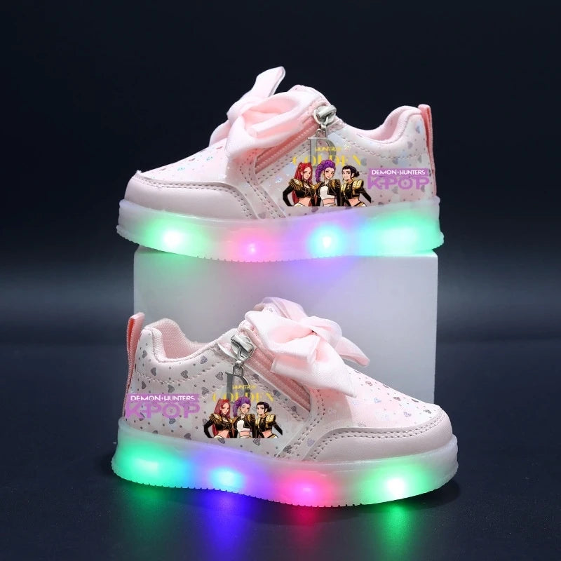 Hot Kpop Demon Hunter Children Led Shoes Boys Girls Lighted Sneakers Glowing Shoes Kid Sneakers With Luminous Sole Running Shoes