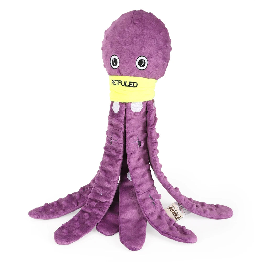 I YAN Dog Snuffle Octopus plush toy, interactive puzzle and slow feeder chew toy for dogs with colorful tentacles and soft fabric.