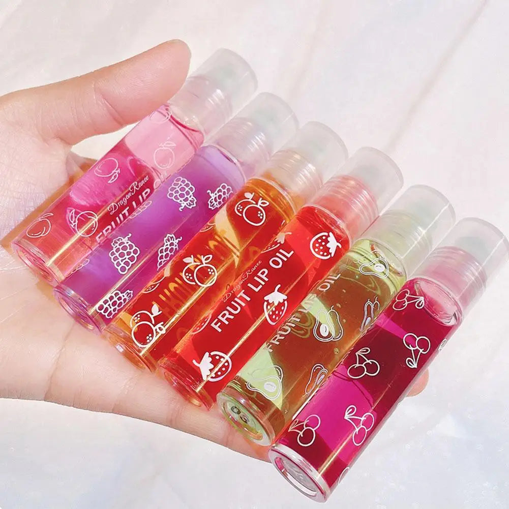 6 Colors Roll-on Fruit Essence Lip Balm LIP Gloss Fruity Lip Oil Gloss Moisturizing Lip Balm Transparent Lip Oil Mirror Randomly