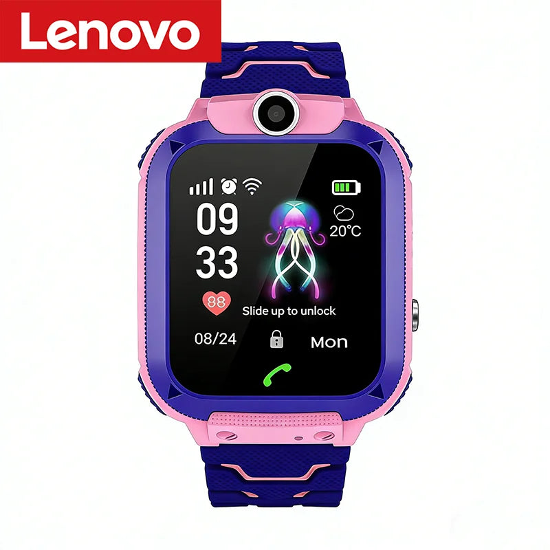 Lenovo Kids Smart Watch 4G GPS Tracker – SIM Card Calling Camera IP67 Waterproof Children's Watch Birthday Gift - I YAN