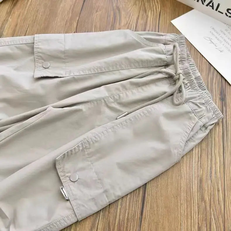 Autumn Clothes Fashionable Kids Cargo Joggers Elastic Ankle Pants Casual Trousers Light Breathable Summer Trendy Outfit