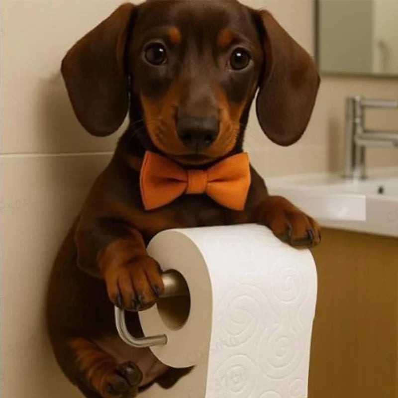 New Crafts Statues Home Decor Cute Dog Tissue Holder Toilet Paper Holder Resin Decorations Pendant