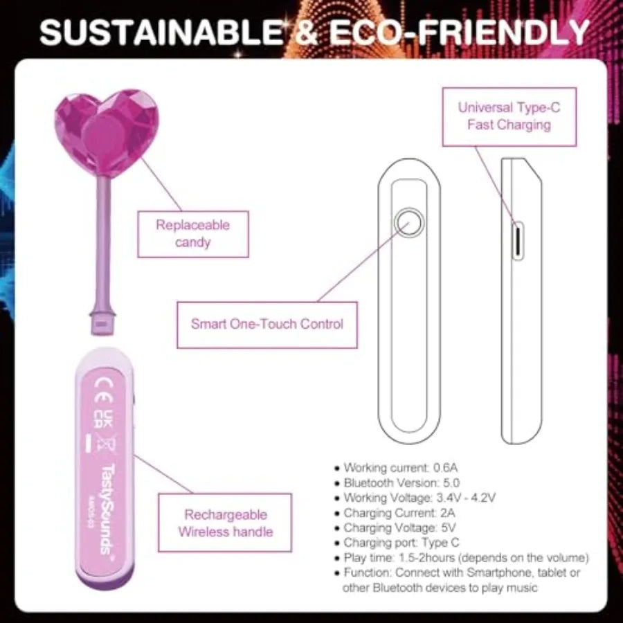 TastySounds Audio Music Lollipop Gift Set - Bone Conduction Music Lollipop with Elevating Box 4 Flavors Mint Peach Sea Salt Lem