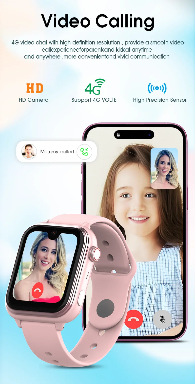 Wonlex KT37 Kids Smart Watch AI Voice Assistant GPS WiFi Location Tracker SOS Alert Video Call WhatsApp Smart Watch for Children