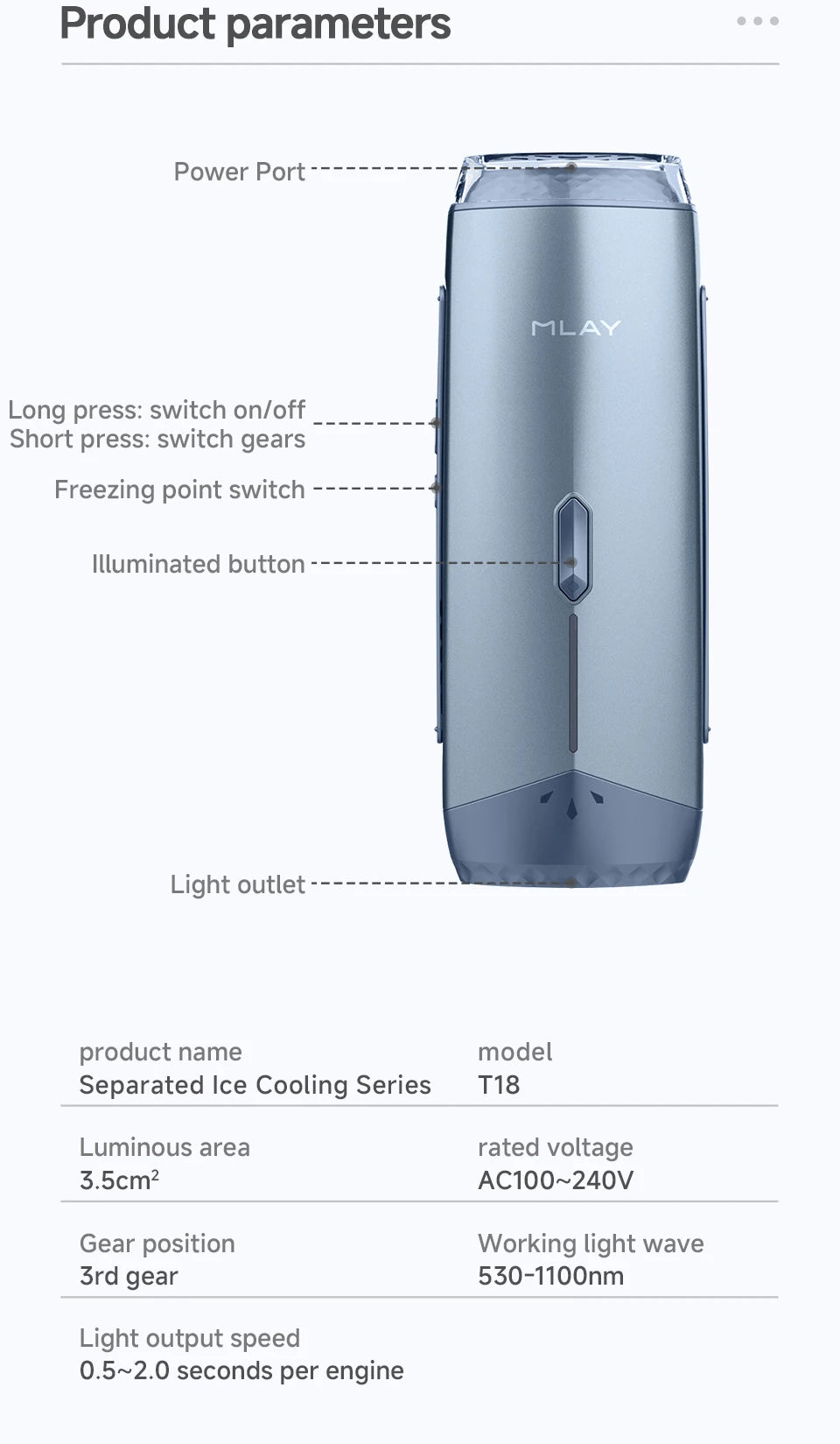 Mlay T18 ICE Cooling Hair Removal Device With Unlimited Shots IPL Laser Home Use Epilator Painless For Whole Body Women Men